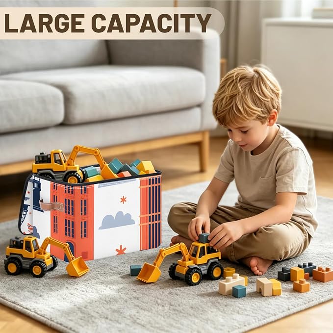 London Big Ben Foldable Storage Bin with Lid Zipper | Closet Shelf Organizer, Boxes, Basket Containers for Home, Lidded Storage Cube for Bedroom, Waterproof, with Handles