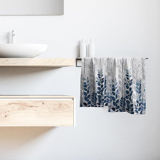 Giwawa Blue Eucalyptus Leaves Hand Towels Set of 2 Rustic Wood Soft Guest Bath Towel Kitchen Dish Towels Spa Home Bathroom Decorations