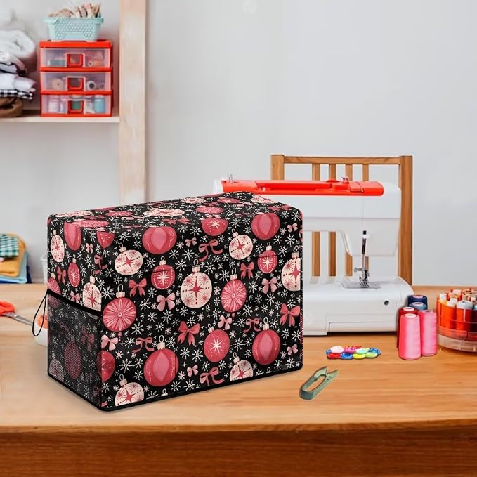 Sewing Machine Cover,Christmas Baubles Snowflakes Print | Dust & Pet Hair Protection,Fits Standard Singer, Brother and Janome Machines, Protecting & Decorating Your Sewing Space