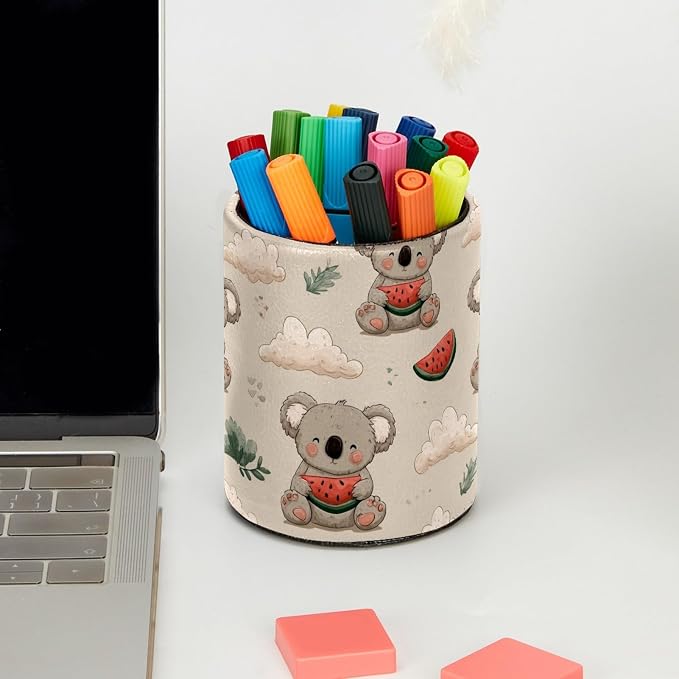 Koala and Watermelon Pen Holder, Pencil Cup Marker Brush Holder Desk Storage Case, Desktop Organizer for School Office Home Supplies