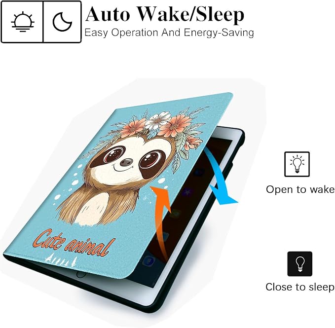 for Microsoft Surface Pro 8-13" 2021 Tablet Case,Auto Wake/Sleep,Adjustable Stand Protective Cover - Cute Sloth Floral