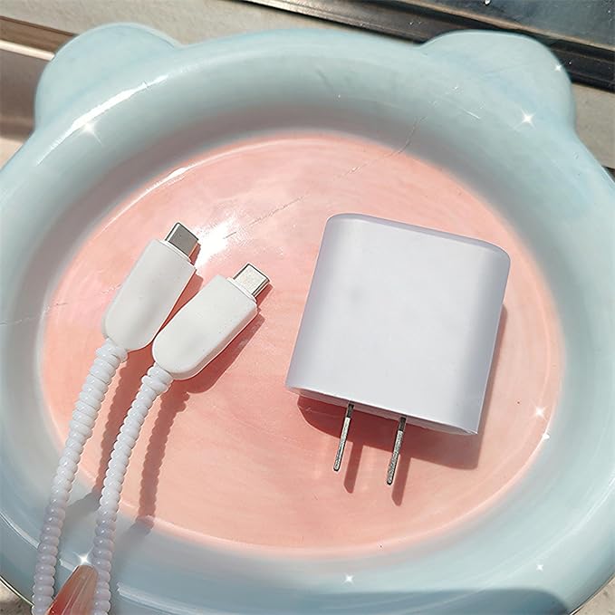 Cute Charger Cord Protector for iPhone Charger,Classic Clear Charger Cable Protector Wire Saver,Not Yellowing,Soft Frosted Phone Cable Protector Silicone Charger Cover,Cable Charger Protector