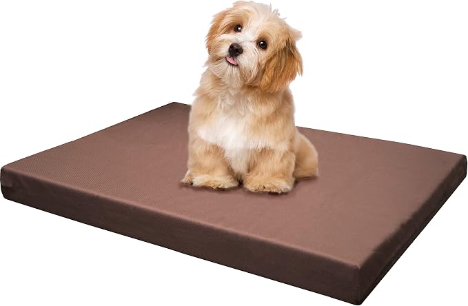 Dogbed4less Memory Foam Platform Dog Bed, Crate Mattress with Waterproof Removable Cover Large 42X28X3 Brown