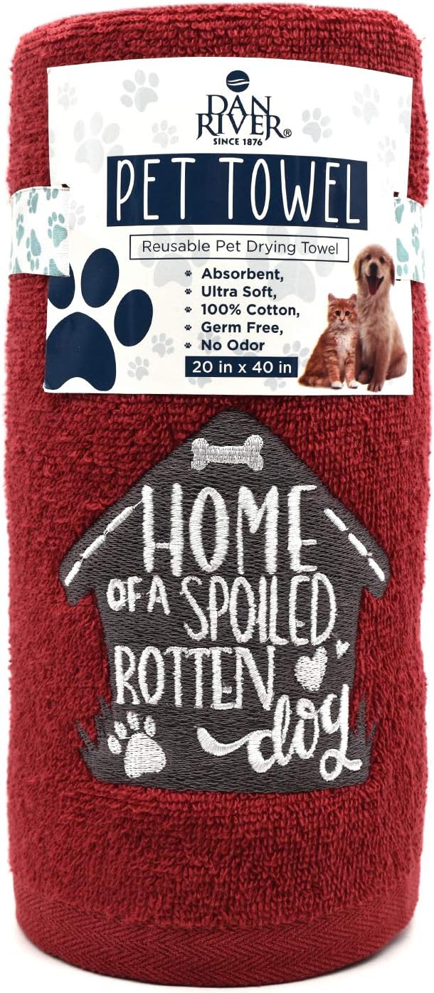 DAN RIVER Dog Towel - Pack of 1, 100% Cotton, 20x40, Ultra Soft 450 GSM, Super Absorbent & Quick Drying Towel for Dogs, Cats, and Other Pets, Salsa.
