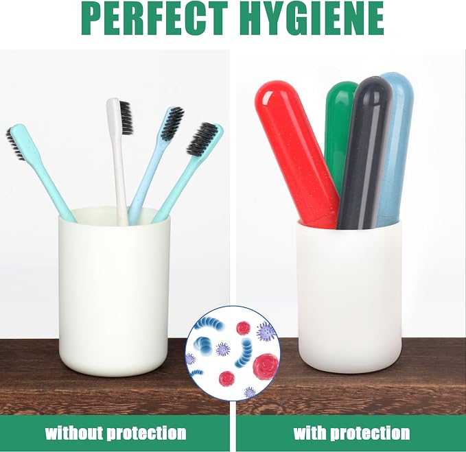 Hooqict 4 Pack Travel Toothbrush Case Portable Travel Toothbrush Holder Plastic Toothbrush Container Protector Cover for Traveling, Camping, Home, School, Business