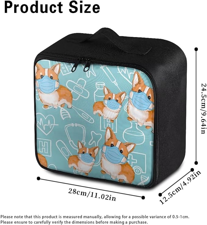 Cute Small First Aid Kit Travel Bag Empty Corgi Pattern Camping First Aid Kit Bag Portable Medical Equipment Bag Kawaii Kids Medicine Travel Kit Bag for School Kids Dorm Student Blue