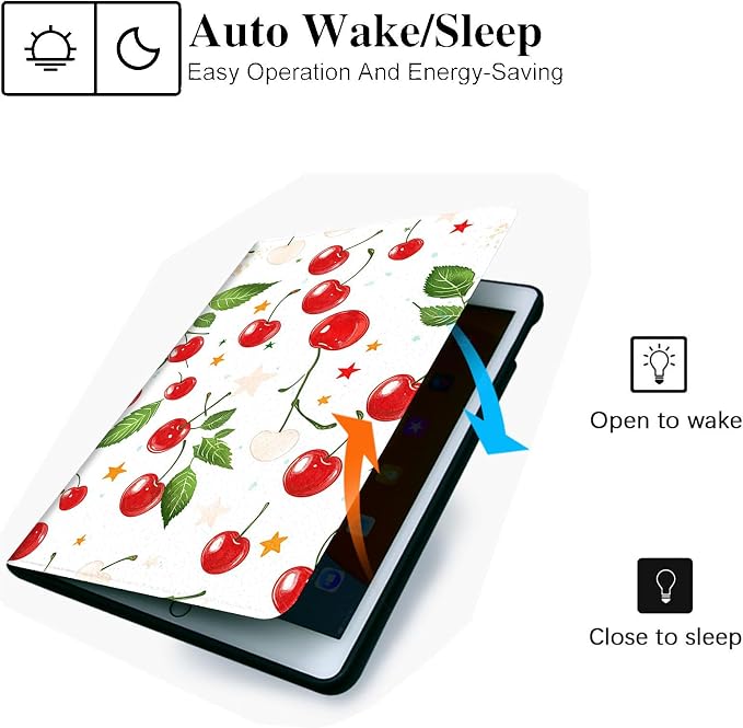 for Microsoft Surface Pro 7 Plus,Surface Pro 7/6/5/4 12.3" Tablet Case,Auto Wake/Sleep,Adjustable Stand Protective Cover - Cherry Star Pattern