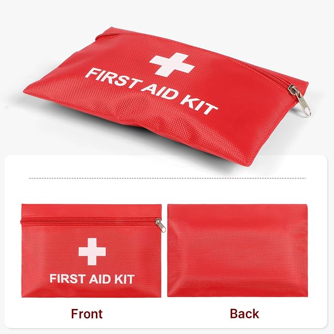 Empty Mini First Aid Kit Bag Portable Waterproof Small First Aid Pouch for Emergency Supplies Travel Home Car (Red, Pack of 10)