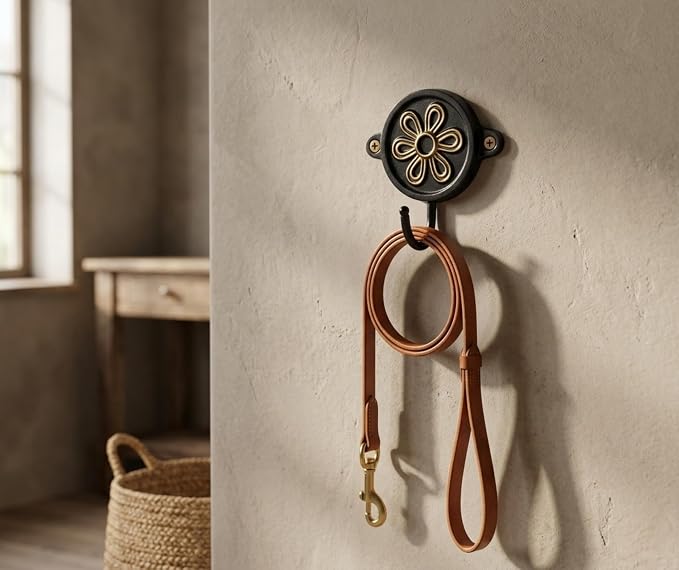 Aluminium Flower Print Wall Hook for Home Décor | Decorative Floral Wall Mounted Hook Rack for Coats, Keys, Towels, Bags & Hats | Rustic Vintage Multipurpose Organizer for Entryway, Bathroom & Bedroom