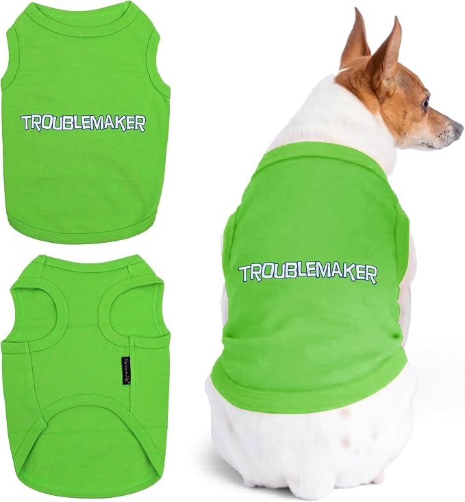 Parisian Pet Dog Shirt – 100% Cotton Shirts for Small Dogs – Green Sleeveless Puppy Clothes – Lightweight and Breathable Pet Apparel – Soft Funny Dog Clothes - Stretchy T Shirts for Dogs