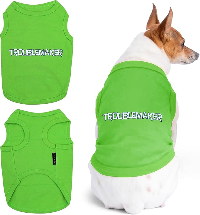 Parisian Pet Dog Shirt – 100% Cotton Shirts for Medium Dogs – Green Sleeveless Puppy Clothes – Lightweight and Breathable Pet Apparel – Soft Funny Dog Clothes - Stretchy T Shirts for Dogs