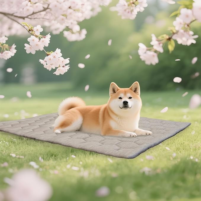 Dog Cooling Mat, Breathable Cooling Mat for Dog Pet Blanket, Washable Cooling Pad for Dogs & Cats, Summer Relief Greige Neutral Decor Mat for Crate, Floor and Car, Taupe, Size B (48"L x 28"W)