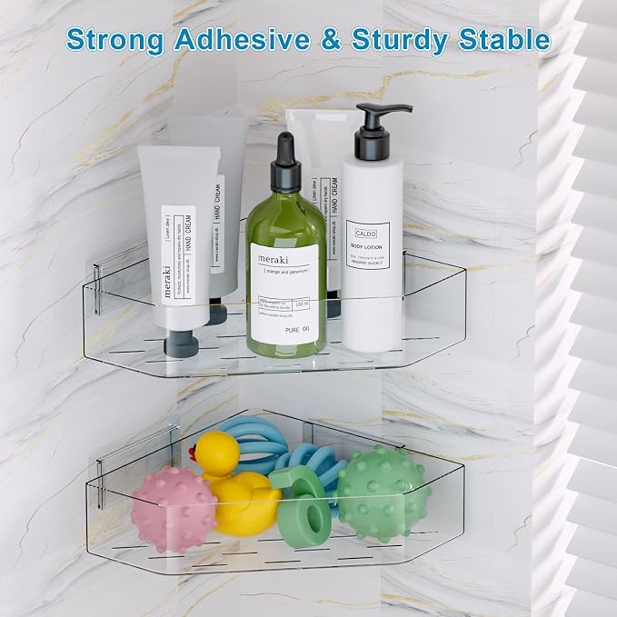 Natheeph Bath Toy Organizer 2-Pack Large Capacity Bath Toy Storage Holder | Space-Saving Corner Shower Caddy for Bathroom & Kitchen, Clear Holder for bath/kitchen items, Quick-Drying Holes