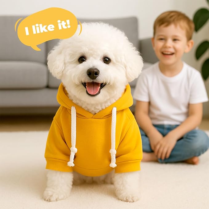 PETCARE Basic Dog Hoodie Sweaters for Small Medium Large Dogs Cats Puppy Clothes Soft Warm Fleece Dog Hoodies Sweatshirt with Small Pockets Fall Winter Chihuahua Dachshund Golden Retriever Outfits