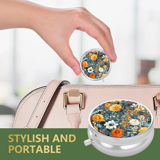 Pill Box, Small Pill Case for Purse & Pocket, Travel Medicine Organizer | Cute Travel Medicine Organizer, Portable Medicine Container Holder to Hold Vitamins, Medication, Fish Oil & Supplement