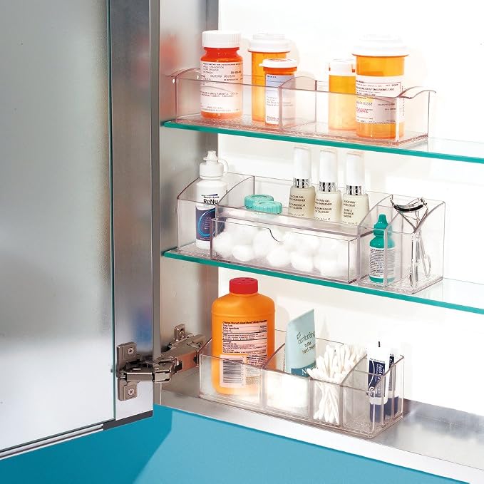 iDesign Medicine Cabinet Organizer - Clear Plastic Bathroom Storage for Vitamins, Makeup, or Toiletries