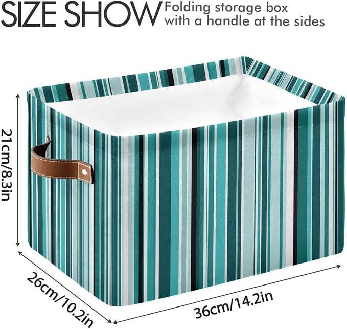 Kigai Storage Basket, Fabric Collapsible Closet Organizer Bin | Stripes Waterproof Foldable Canvas Basket with Handles for Shelves, Nursery, Closet, Bedroom & Bathroom