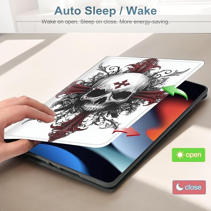 for Samsung Galaxy Tab S10 Ultra 2024/S9 Ultra 2023/S8 Ultra 2022 14.6 Inch Tablet Protective Cover with Adjustable Stand and Magnetic Auto Wake/Sleep,Skull Cross