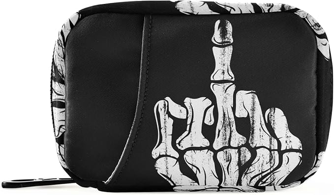 Hand Skull Pill Box 7 Day Pill Case Travel Pill Organizer Bag with Zipper Portable Weekly Case Compact Size for Vitamin Supplement Holder