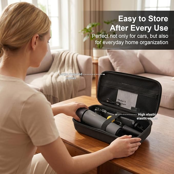 ANKHOH Hard EVA Case for HOTO for Voice-Tank 4-in-1 Car Vacuum Air Duster | Protective Storage Organizer,for Auto Detailing & Office Keyboard Cleaning Kit, Fits Mini Vac & Accessories,Black