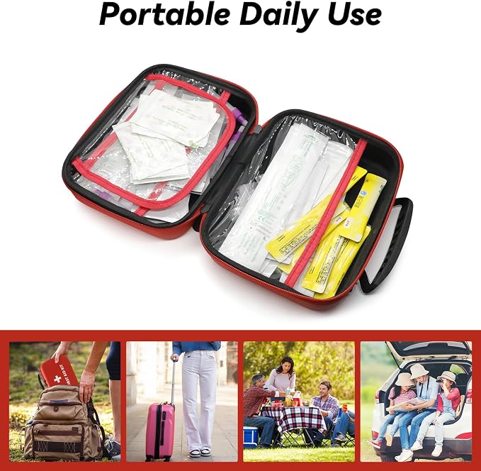 Faylapa Travel First Aid Pouch, Empty First Aid Bag, 9x7x3 inches Portable Outdoor First Aid Medical Storage Organizer Bag for Travel, Boat, Office, Sports, Hiking, Outdoor(Bag Only)