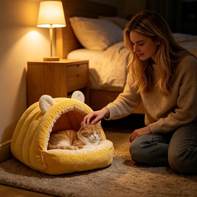 Dog Cave Bed - Soft Warm Washable Pet House Dome, Zipper Sleeping Nest | Ccozy Plush Puppy Bed, Comfortable Indoor Pet Shelter | Resting Space For Small Dogs And Cats In Daily Use