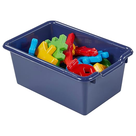 ECR4Kids Scoop Front Storage Bins, Multipurpose Organization, Navy, 10-Piece | Durable plastic, GREENGUARD Gold Certified, 1.2 gallon capacity, lightweight & nestable, built-in handle, classroom/home use