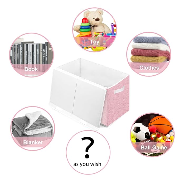 Pantryily Large Foldable Toy Storage Box with Lid,Plush Toy Organizer Chest