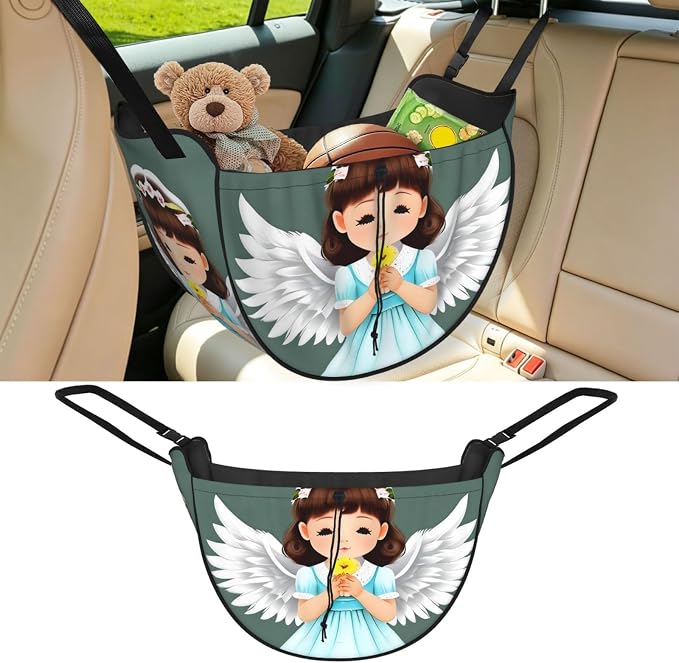 Cute little angel Car Seat Organizer-Backseat Storage Bag for Travel | Waterproof Durable. Holds Snacks Gear Essentials. Fits Most Cars.