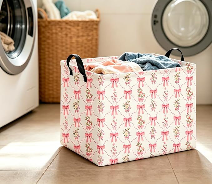 CLOCOR Rectangular Storage Basket Empty,Gift Basket,Waterproof Storage Bin,Room Decor(Spring Flower)