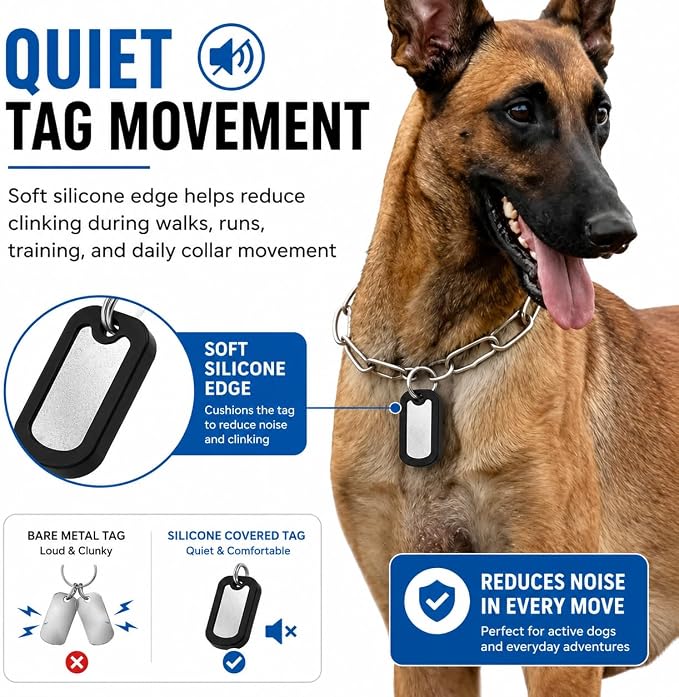 VOSAREA 36pcs Dog Tag Silencers, Black Silicone Pet Tag Silencer Covers, Protective Cover Guards for Noise Reduction and Scratch Protection