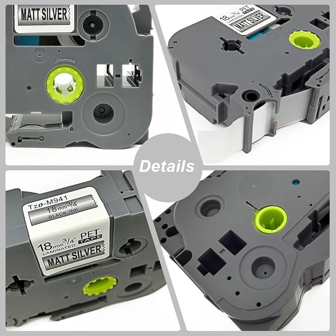 P Touch Label 3Pack TZ M941 TZo M941 TZe Labeling Tape Cartridge Label Orison Black on Matte Silver Compatible with Brother Label Maker Tape 18mm 3/4 Inches 26.2ft Cassette Refills
