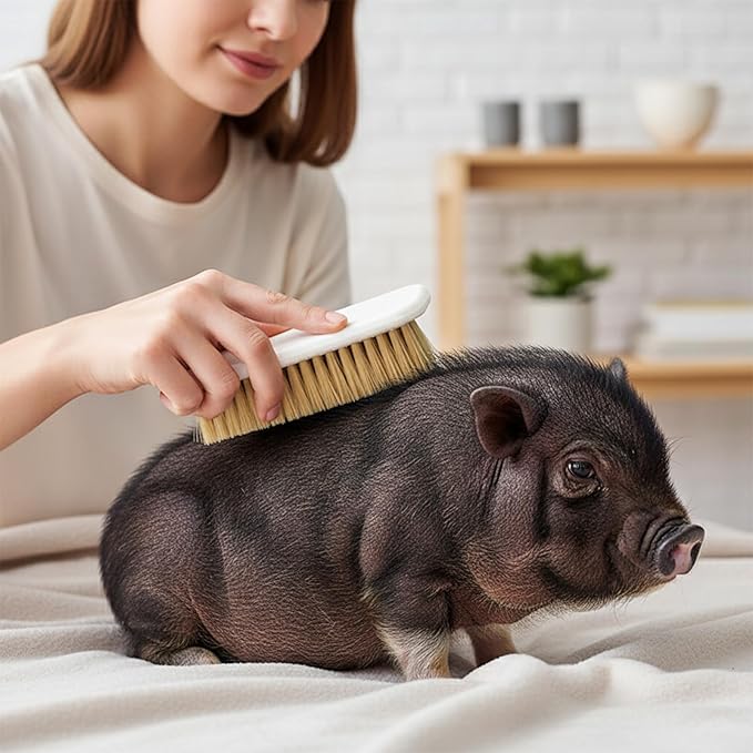 Pigs Self Cleaning Slicker Brushes -2 Pack Grooming and Scratch Brush for Mini Pigs, Rice Root Brush for Enrichment, Includes 10 Mounting Screws
