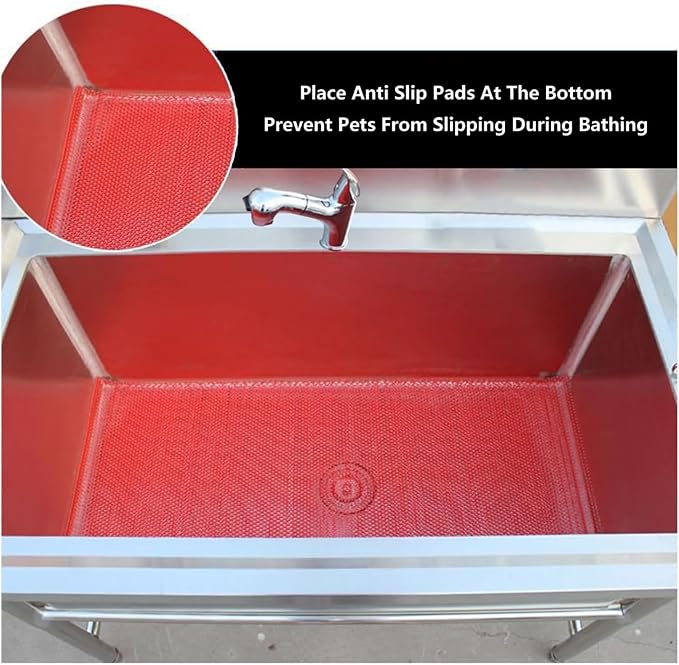 Professional Stainless Steel Pet Bathing Station with Faucet for Home Grooming of Large,Medium,and Small Pets.Silver-120x60x90cm