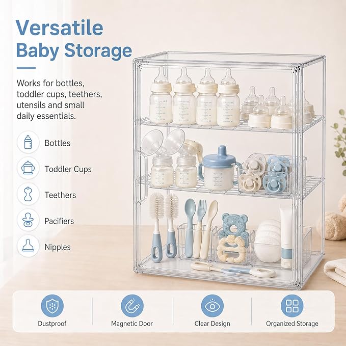YESGIRL 3-Tier Clear Baby Bottle Organizer