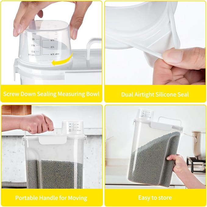 Rice Container,Rice Storage Container,5L,5.2Qt Tcereal Storage Container | Suitable for Home Kitchen Rice, Soybean Food Storage,Pet Food Storage Containers