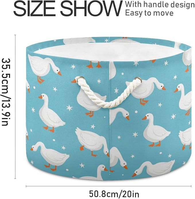 DOMIKING Large Storage Basket for Toys Ducks Blue Stars Storage Bin Box Kids Laundry Hamper for Nursery Laundry Hamper Books Home Decor