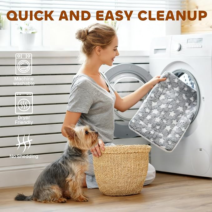 Mora Pets Cat Bed Ultra Soft Dog Crate Pad Star Print 14 x 17.5 inch Grey | Washable Crate Mat for Small Dogs and Indoor Cats, Reversible Fleece Dog Kennel Pad, Flat Pet Bed, Cat Carrier Mat