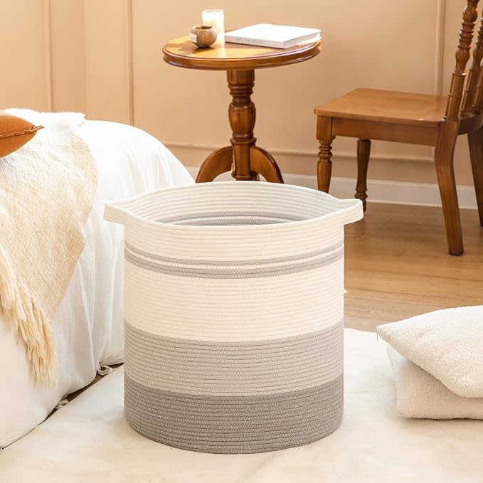OIAHOMY 120L Laundry Basket Laundry Hamper Nursery Hamper Gradient Gray | Tall Dirty Clothes Hamper with Handle,Blanket Basket,Decorative Basket for Living Room,Storage Basket,Toy Storage