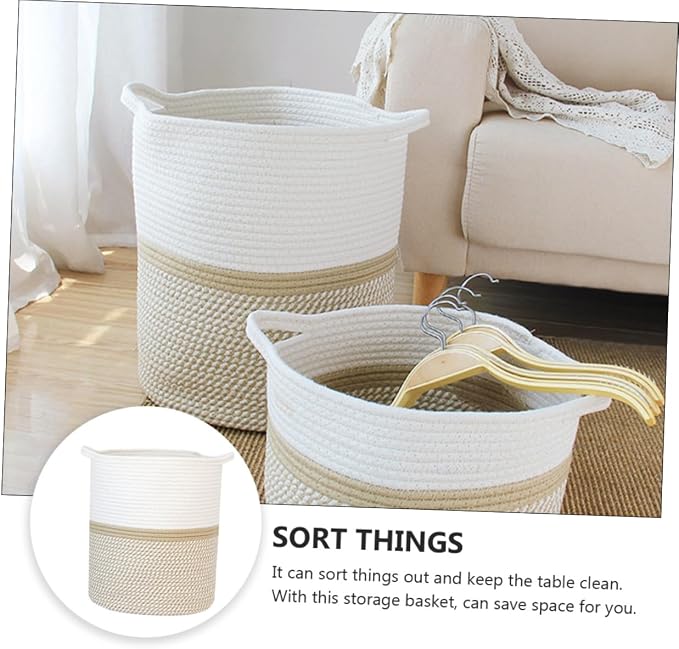 Rope Woven Storage Basket Stylish Pet Organizer Bin Sundries Container for Home High Capacity for Pet Playthings andClothing