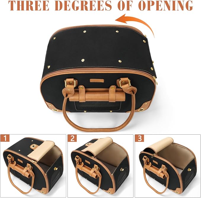 Dog Carrier Purse, Pet Carrier, Foldable Waterproof Premium Nylon Pet Travel Portable Bag Carrier for Cat and Small Dog Home/Outdoor Small Black
