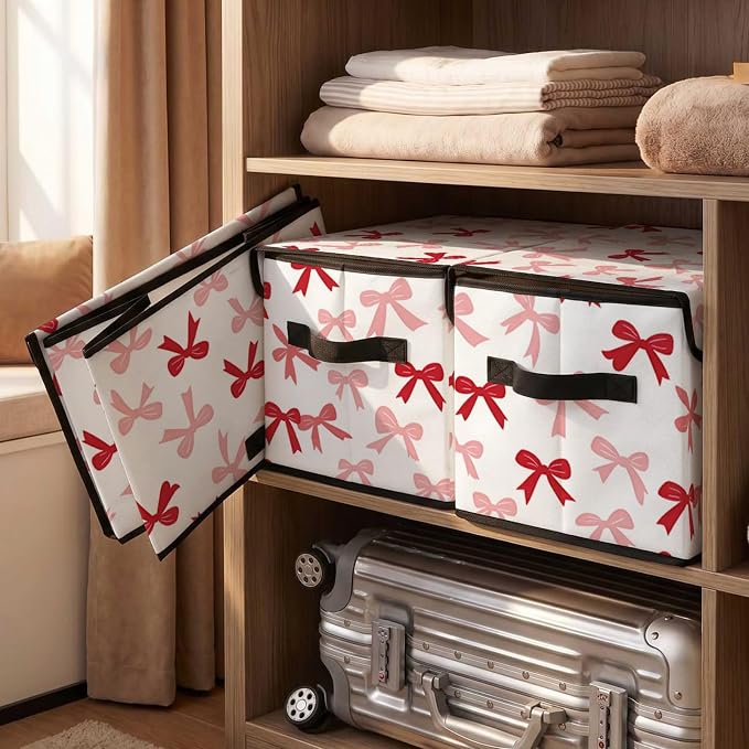 Stackable Storage Bins with Lids,Closet Organizers Fabric Box for Home and Office,Blanket Clothes Organizers,Under Bed Storage Containers 3 Pack