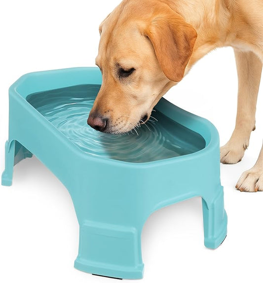 Neater Pet Brands Extra Large Water Bowl for Dogs, Elevated Outdoor Dog Water Bowl (1.25 Gallon XL Capacity), Big Trough Style Food Dish for Indoors or Outside, No Spill Large Dog Bowls, Aquamarine