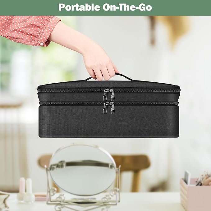SITHON Double-Layer Travel Carrying Case for Shark FlexStyle/SmoothStyle, Water Resistant Storage Organizer Bag for Airwrap Styler, Also for Revlon One-Step Hair Dryer (Bag Only) (Black)