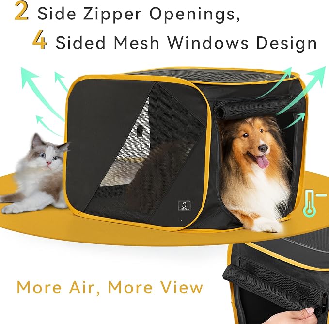 A 4 Pet 26-in Collapsible Soft Dog Crate for Car Travel | Cushion pad included, easy setup, portable, soft-sided mesh ventilation
