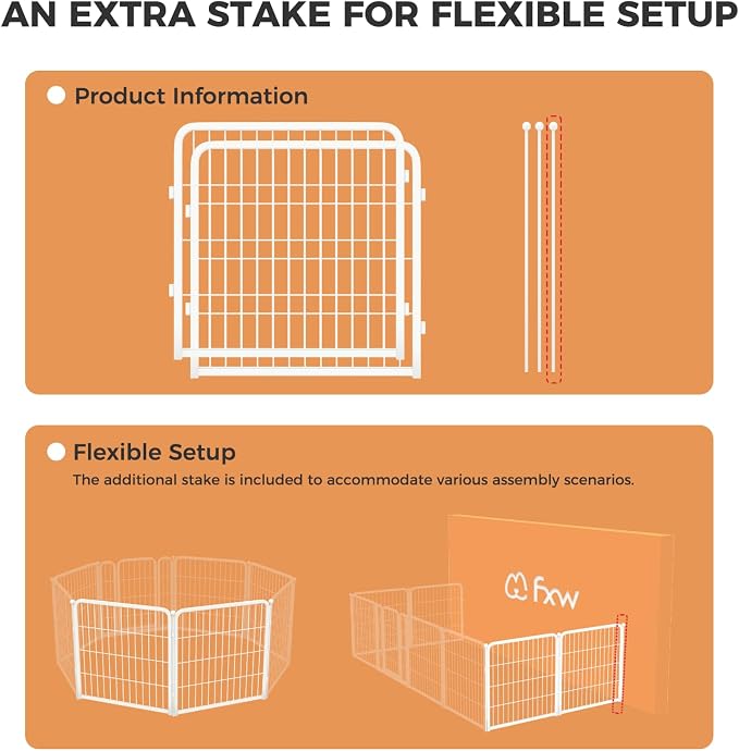FXW Homeplus Indoor Dog Playpen, 24" H, 2 Panels, for Puppies & Small Dogs | Stress-free play, Heavy-duty, Semi-open design, Easy setup, Threshold-free gate, Expandable, Patented