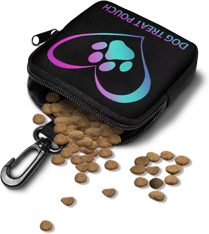 Dog Treat Pouch for Pet Training, Hand Free Puppy Dogs Treat Bag with Carabiner, Portable Pet Dog Walking Bag for Travel or Outdoor Use, Pets Feed Snack Reward Pocket