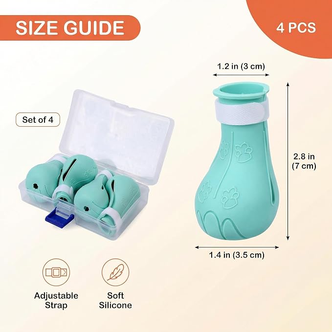 4 Pcs Cat Paw Covers Silicone, Anti Scratch Cat Paw Protector Boots, Adjustable Cat Shoes for Bath, Grooming and Nail Clipping, Soft Pet Claw Protectors with Storage Case, Green