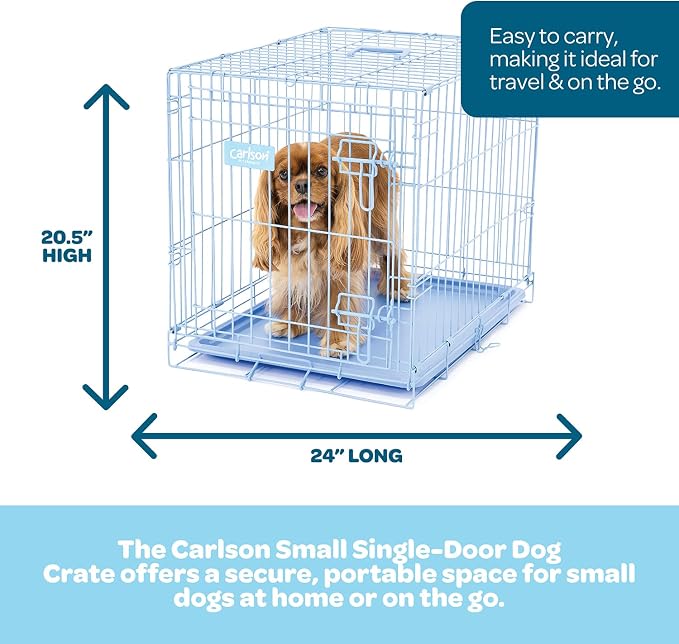 Carlson Pet Products Carlson Compact and Secure Deluxe Blue Metal Dog Crate, Blue
