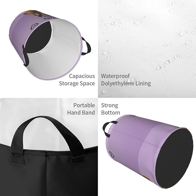 Personalized Large Dog Toy Storage Basket Bin Collapsible Custom Pet Stuff Box Chest Container for Living Room Organizer for Dog Toys,Dog Food,Blankets,Clothing (Lavender)